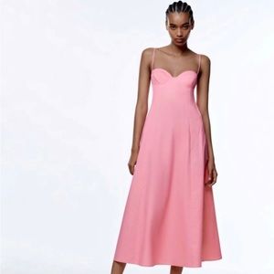 Zara pink bustier midi dress